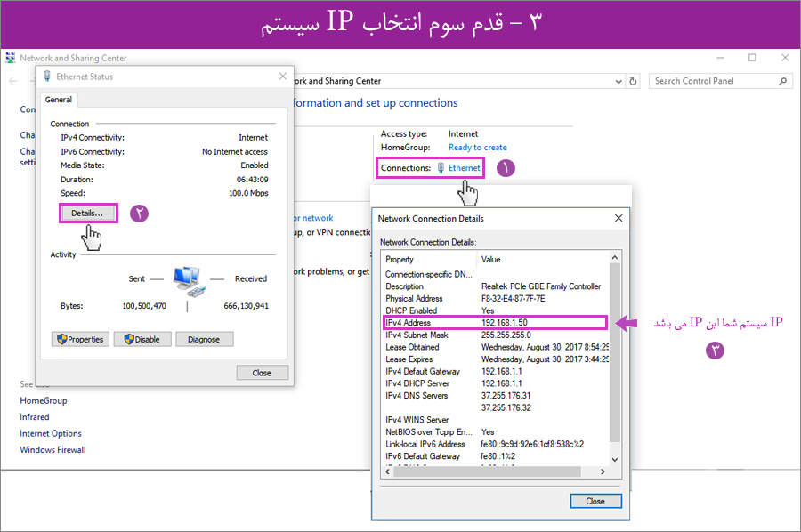 قدم سوم انتخاب IP سیستم